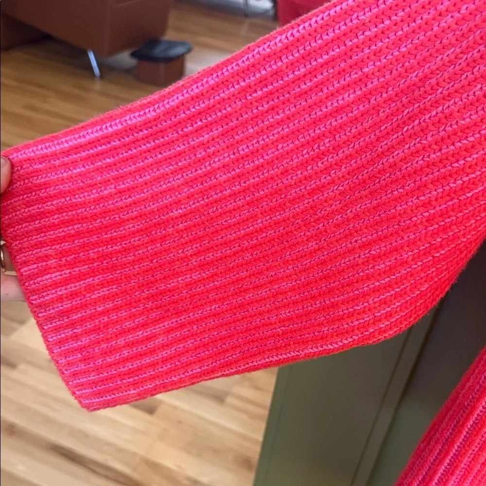 Free People Hot Pink Ribbed Off-Shoulder Sweater